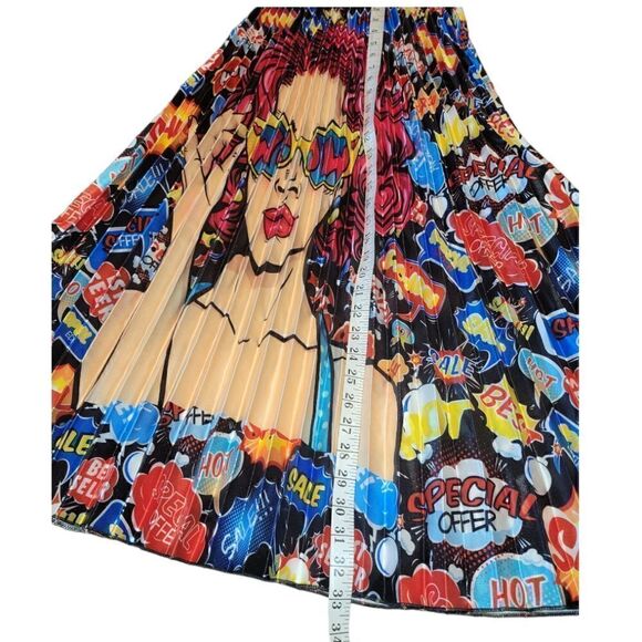 NWT Pop Art Cartoon Kiki Comic Chic High Waist Pleated Skirt OSFM - Picture 8 of 12